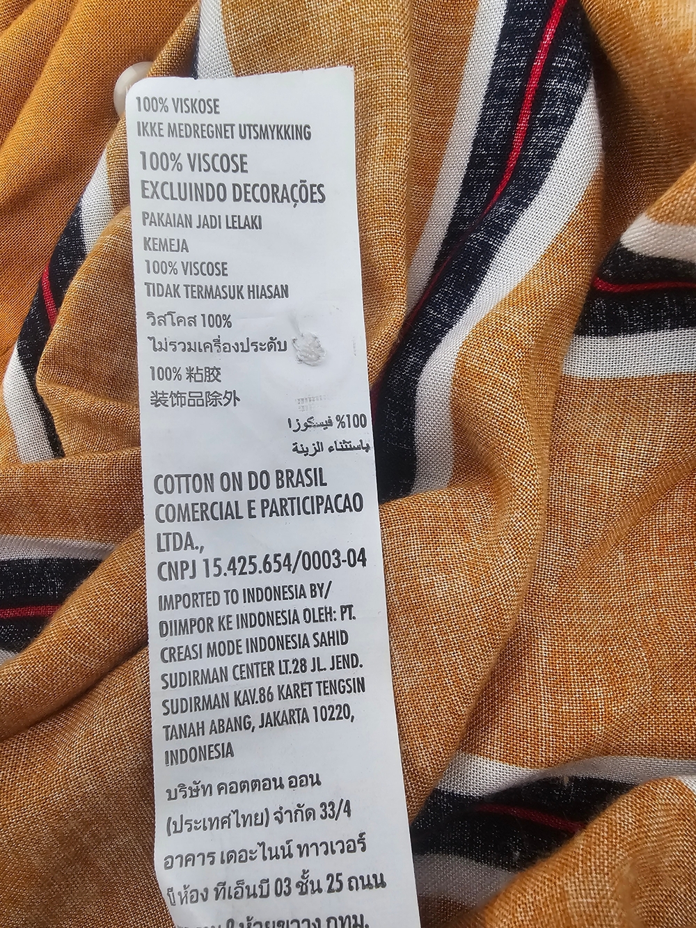 Vintage Re-Mastered Cotton On Mustard Striped Camp Shirt Men's Large Retro Y2K - Picture 7 of 9